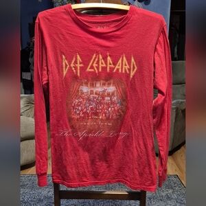 Red Def Leppard Sparkle Lounge Long Sleeve T Shirt